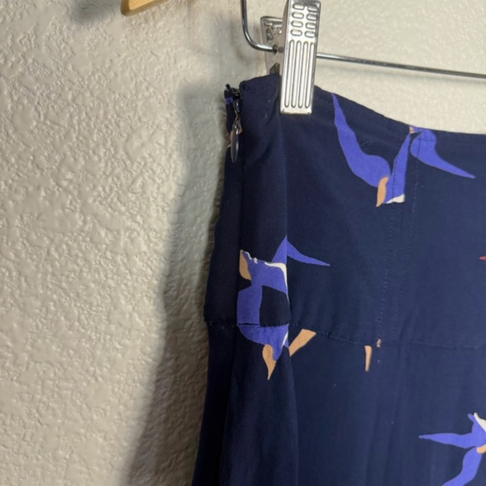 Anthropologie Maeve Size 4 Women's Merida Bird Print Midi Skirt Blue - Picture 6 of 11